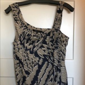 Bcbg maxazaria tan, navy and cream shirt